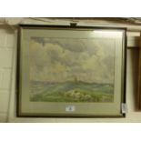 A framed and glazed watercolour of Chesterton Windmill signed E Bret-Gardner dated 1936