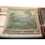 A framed oil on canvas of countryside scene signed Ward Leven dated 1958