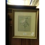 A framed and glazed enhanced pen drawing titled 'Anna Pavlova' signed Jackson