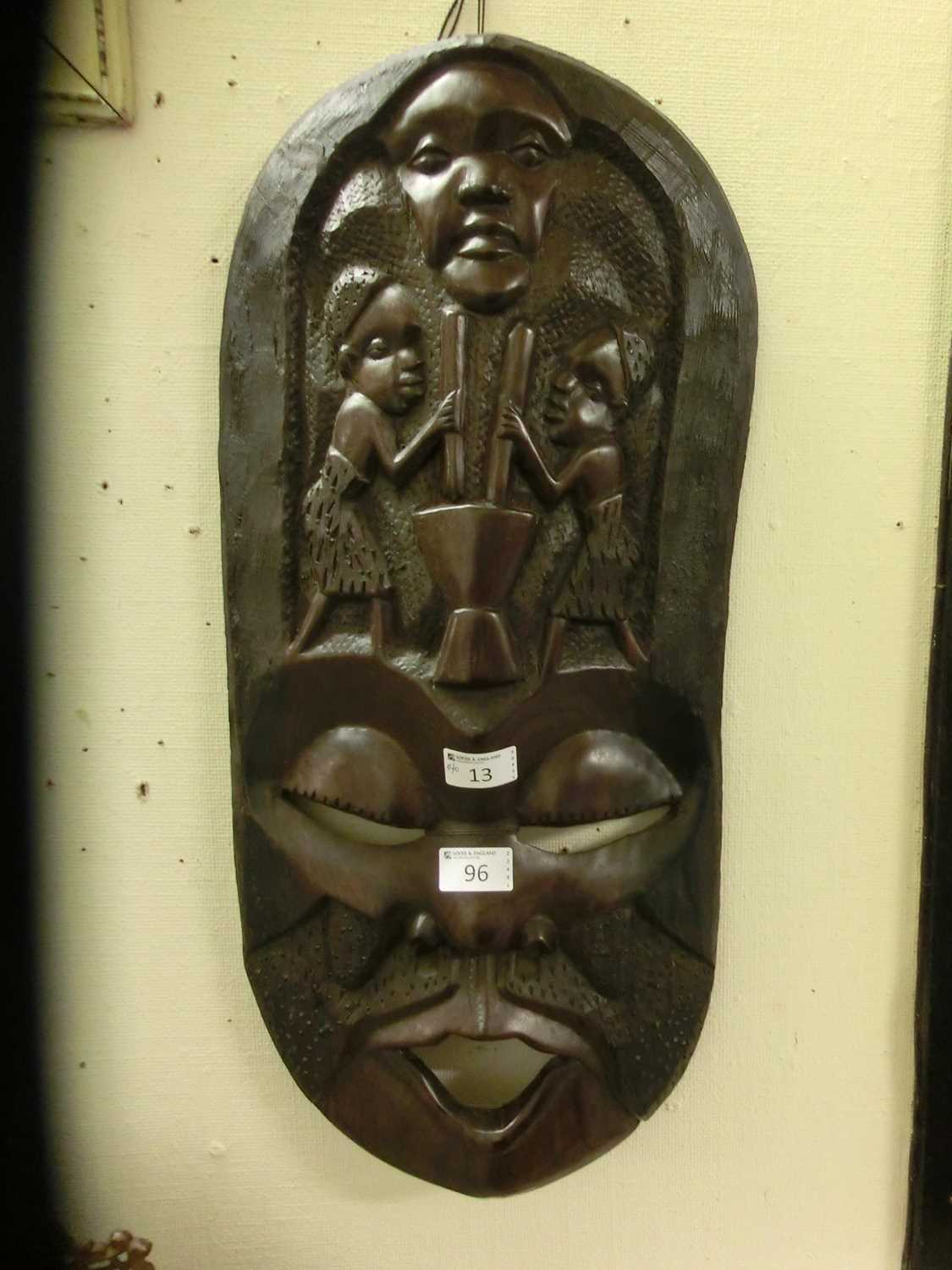 An African carved wooden mask