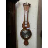 A modern mahogany and marquetry banjo barometer