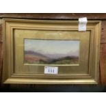 A framed and glazed miniature painting of birds over fields signed bottom left