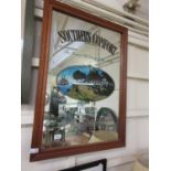 A reproduction framed Southern Comfort pub mirror