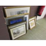 A large selection of framed and glazed prints, watercolours etc. on various subjects