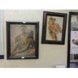 Two framed and glazed prints of lovers