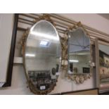 Two gilt framed bevel glass wall mirrors