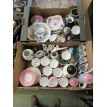 Two trays of ceramic ware to include Polish coffee set, Royal Doulton bamboo coffee pot, etc