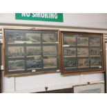 Two framed and glazed displays of 19th century postcards depicting hunting scenes