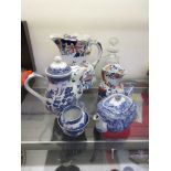 An assortment of ceramic items to include Copeland Spode Italian teapot and milk jug, Churchill