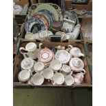 Two trays of ceramic ware to include Royal Albert 'Brigadoon' tea service, Jasperware, etc