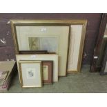 A collection of framed and glazed prints and pictures to include buildings, watercolour of