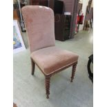 A 19th century walnut bedroom chair on barley twist legs