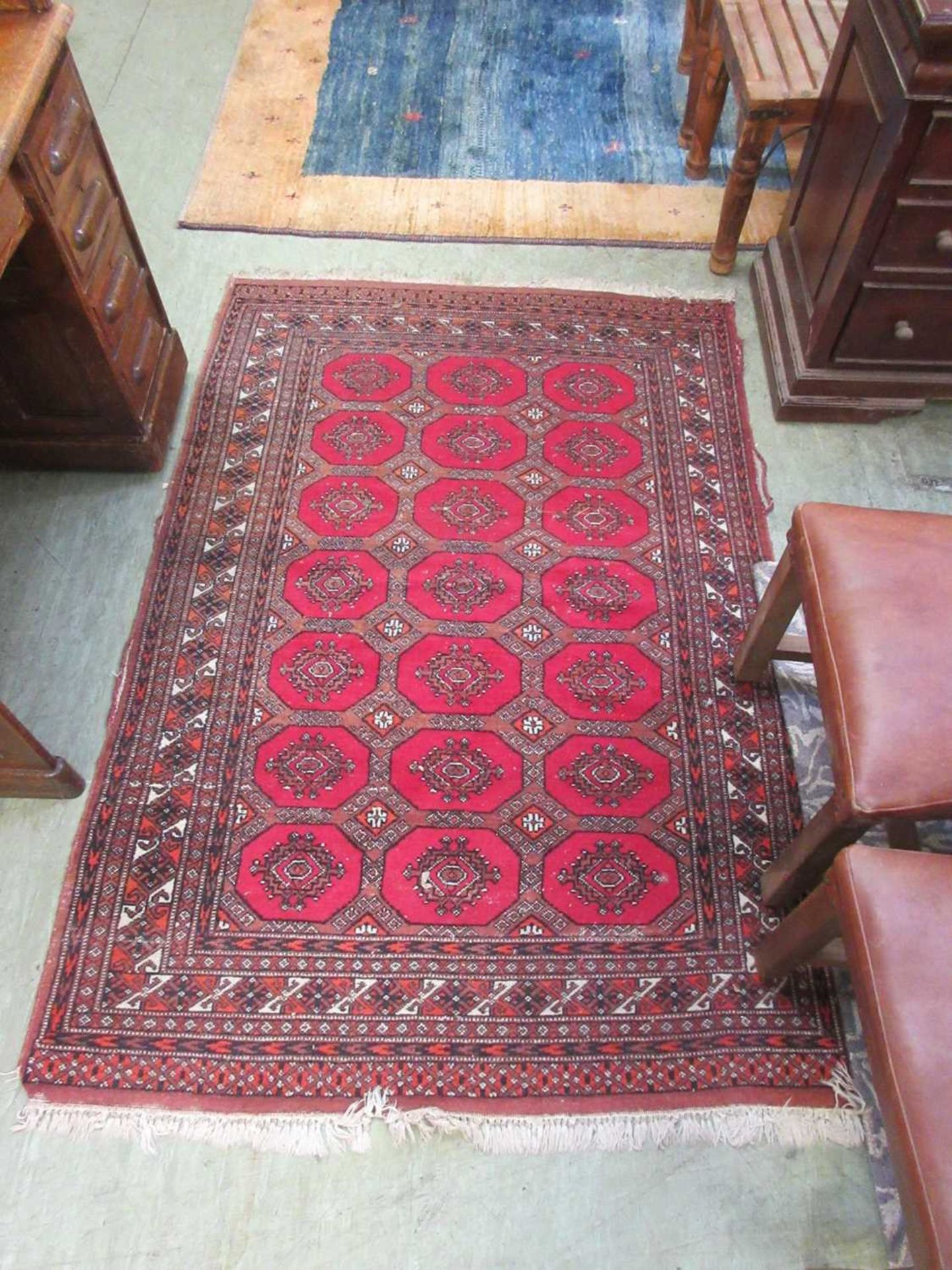 A hand woven Afghan rug