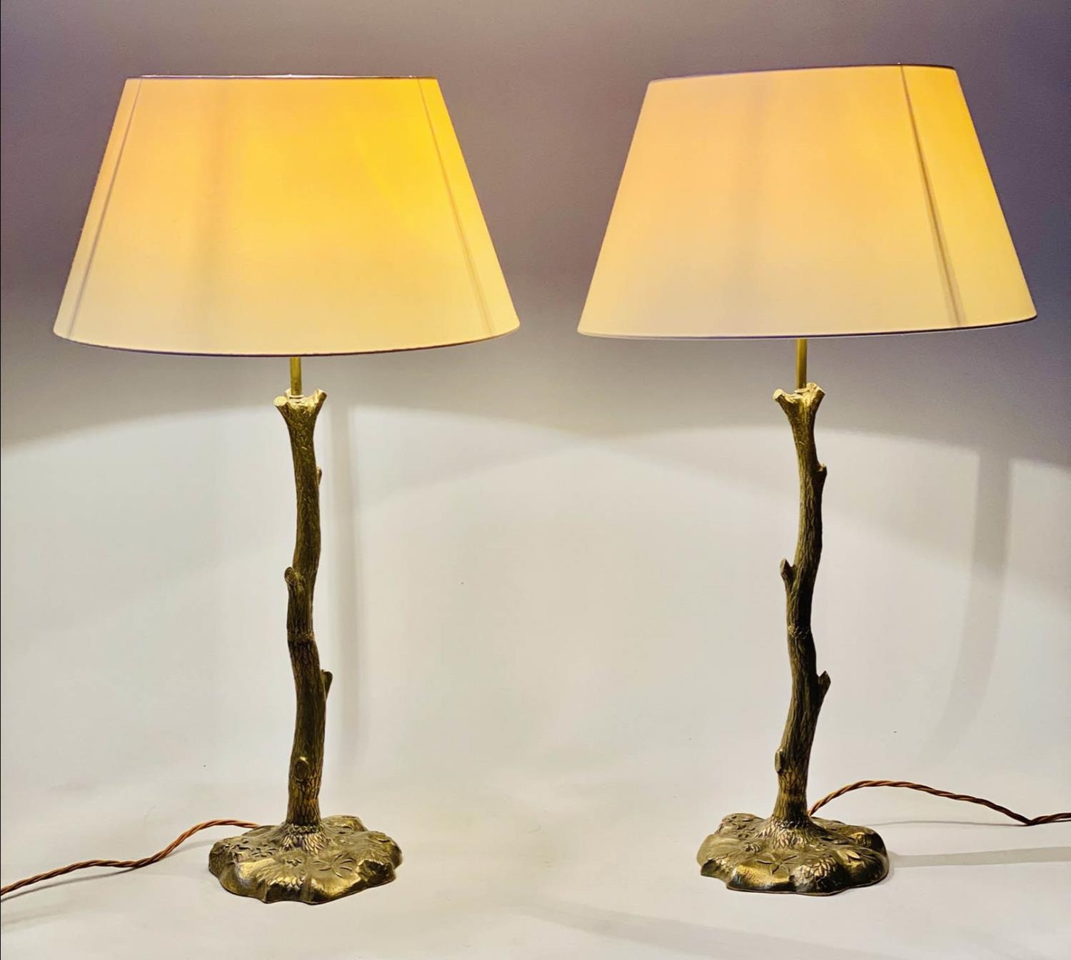 VAUGHAN TABLE LAMPS, a pair Truro twig table lamps in bronze with shades, 77cm H. (2) - Image 6 of 8