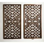 CHINESE WALL PANELS, a pair, 19th century Chinese mosaic pierced, carved and lacquered firwood.