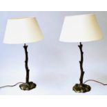 VAUGHAN TABLE LAMPS, a pair Truro twig table lamps in bronze with shades, 77cm H. (2)