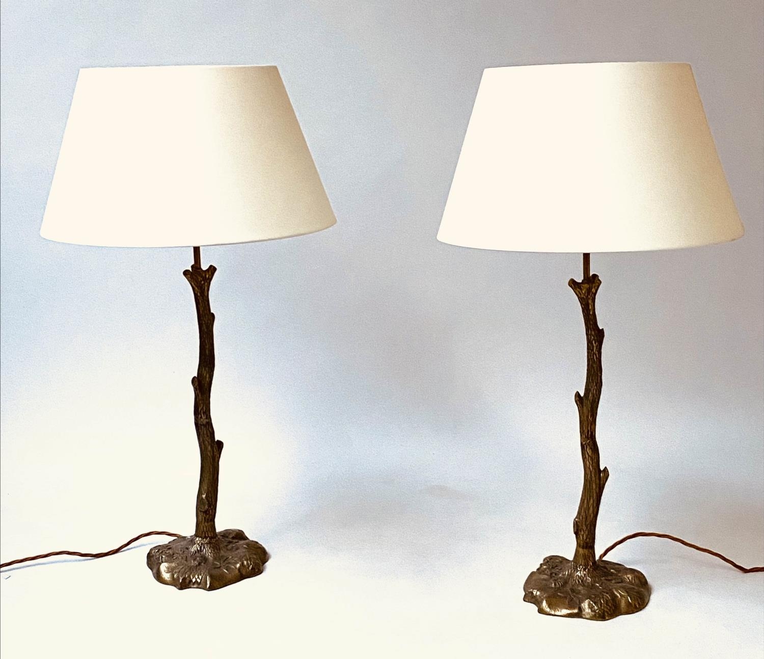 VAUGHAN TABLE LAMPS, a pair Truro twig table lamps in bronze with shades, 77cm H. (2) - Image 7 of 8