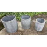 WASHING DOLLY TUB STYLE PLANTERS, a graduated set of three, 50cm x 45cm x 45cm at largest. (3)