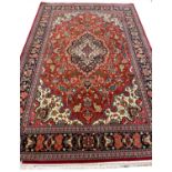 FINE PERSIAN QUM RUG, 203cm x 138cm.