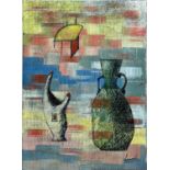 MID 20th CENTURY FRENCH SCHOOL 'Ceramics Still Life', oil on canvas, indistinctly signed, 80cm x