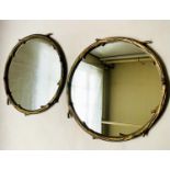 WALL METALWORKS MIRRORS, a pair Twig Circular by Forgeability Bespoke Mclalwork, 66cm W. (2)