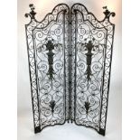 ARCHITECTURAL FLOOR SCREEN, French Provincial manner bronzed metal, 210cm H x 135cm W
