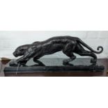 CONTEMPORARY SCHOOL SCULPTURAL STUDY OF PANTHER, on marble base, 67cm x 14cm x 23cm.