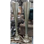 FLOOR VASES, a pair, 182cm H, silver painted finish. (2)