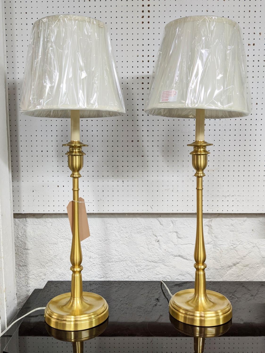 RALPH LAUREN TABLE LAMPS, a pair with shades, 95cm H. (2)