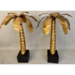 MAISON JANSEN STYLE PALM TREES, a pair, gilt metal, 95cm H. (2)