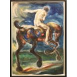 LIN JAMMET (British, 1958-2017) 'Horse and Rider', gouache, signed and dated '92, provenance: