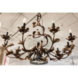 BEAUMONT & FLETCHER 'Borghese' chandelier in wrought iron, 115cm W x 110cm H.