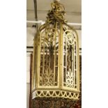 HALL LANTERN, 114cm H (excluding chain) x 47cm W, early 20th century French, gilded iron, with domed