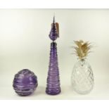 WILLIAM YEOWARD ISADORA PINEAPPLE CENTRE PIECE, 46.5cm H, with a vase, 22cm H, and decantor, 71cm H.
