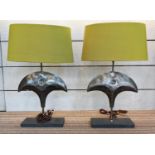 PORTA ROMANA WHALE TABLE LAMPS, a pair, 70cm with shades. (2)