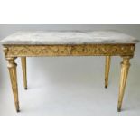 ITALIAN CONSOLE TABLE, 18th century Rome, carved giltwood with 'Medusa' centred frieze, fluted