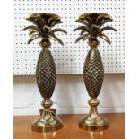 PINEAPPLE DESIGN CANDLESTICKS, a pair, 42cm H (2)