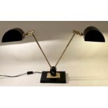 DESK LAMP, 51cm x 65cm x 17cm, two branch, 1950's Italian style.