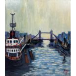 MICHAEL QUIRKE (British, b.1946) 'Tower Bridge', oil on board, 66cm x 77cm.