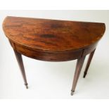 GEORGE III CARD TABLE, 91cm x 46cm D x 73cm H, circa 1800, figured mahogany and tulip wood