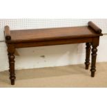 HALL BENCH, Victorian oak, with bolster handles, 91cm x 28cm x 53cm H.