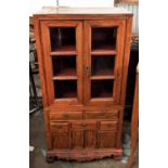 ORIENTAL SIDE CABINET, 48cm x 28cm x 101cm H, of compact proportions with a glazed upper section.