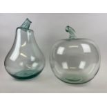 OVERSIZED GLASS APPLE AND PEAR, Murano style hand blown glass, approx 40cm H (2)