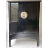 MARRIAGE CABINET, 19th century Chinese lacquered with two doors enclosing hanging space, 119cm x