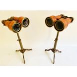 DECORATIVE BINOCULARS, on stands, a pair, 31cm x 12cm x 14cm. (2)