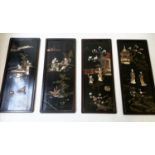 CHINESE WALL PANELS, a set of four, 101cm H x 41cm W, 19th century Chinoserie lacquered and