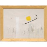 After JOAN MIRO 'Abstract - Yellow', quadrichrome, 55cm x 75cm, framed and glazed.