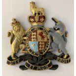 ARMORIAL WALL RELIEF PLAQUE, 75cm x 70cm x 6cm, polychrome finish.