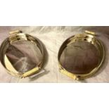 DRINKS TRAYS, a pair, 7cm x 52cm x 29cm, polished metal, rattan detail. (2)