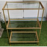 ETAGERE, 61cm x 31cm x 86cm, 1960's French style, gilt metal and glass.